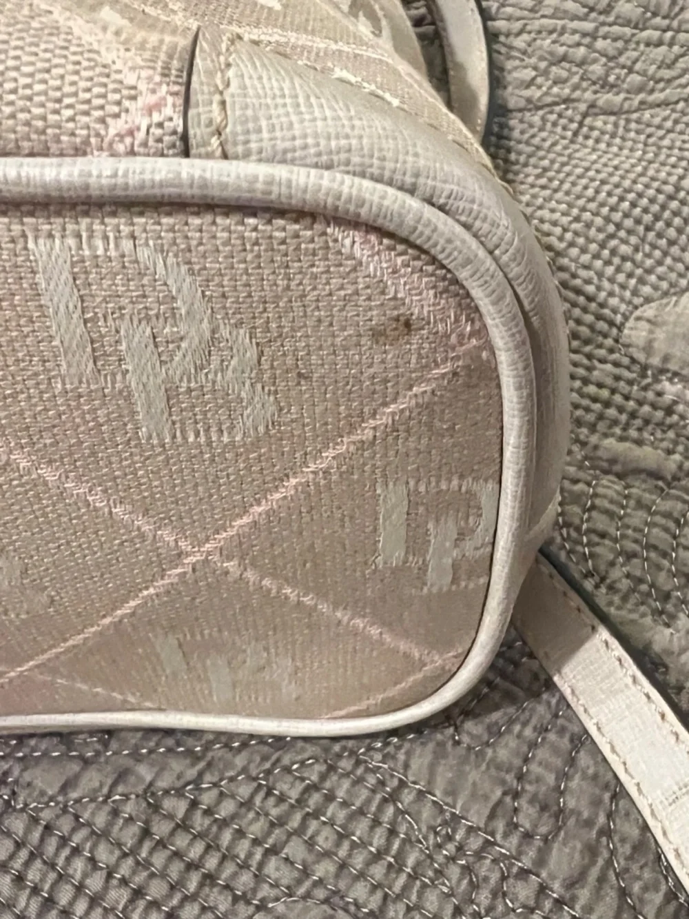 Dooney and Bourke Maxi Crossbody Canvas and Leather Cream Color